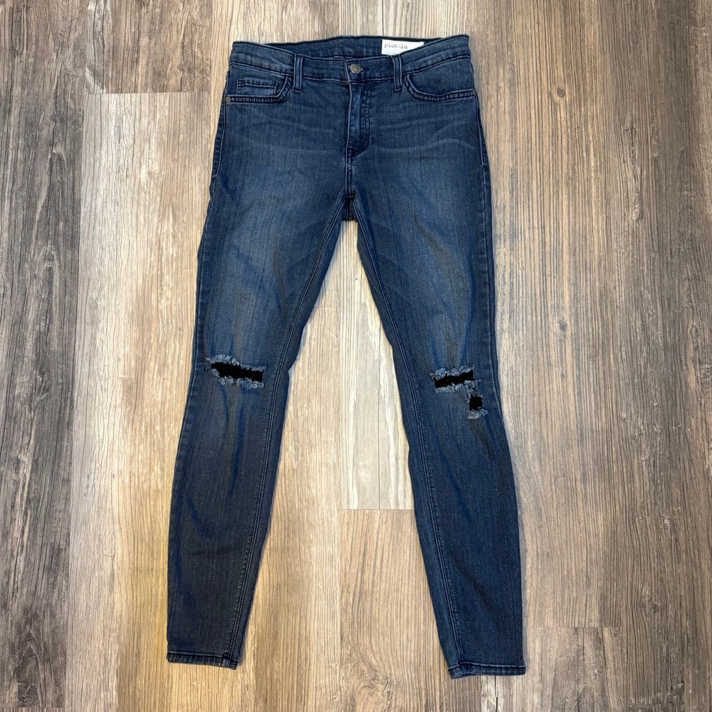 Pistola‎ Audrey Mid Rise Distressed Skinny Jeans Ripped Dark Wash Size 28 USA